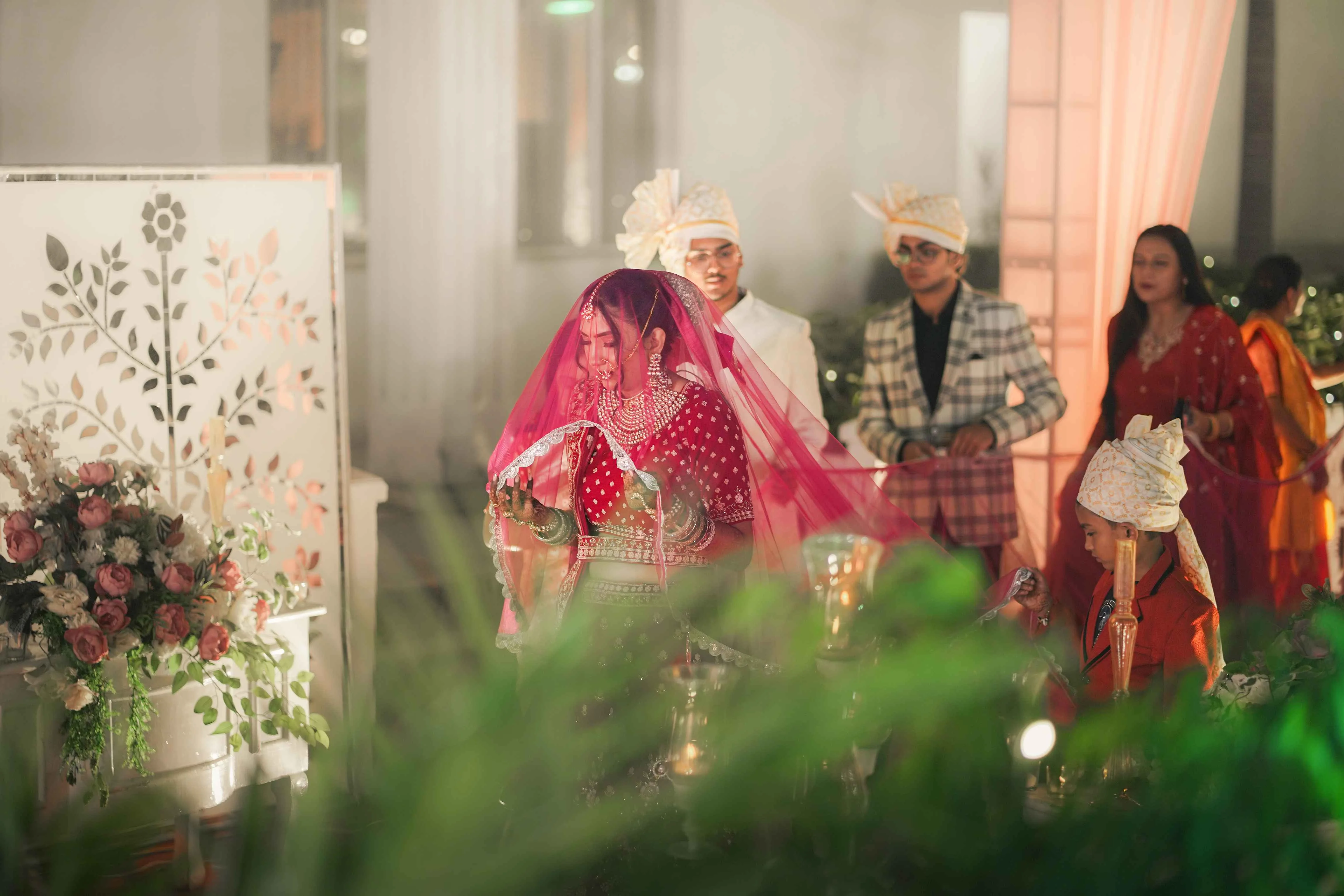Bride walking down the aisle surrounded by family and emotions